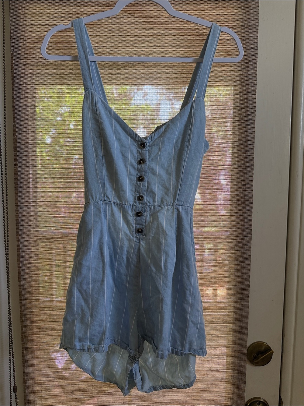 Light Blue Pinstripe Romper